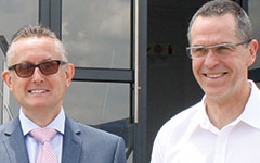 Kevin O’Carroll (left) and Adrian Buddingh outside the new SMC headquarters in Midrand.